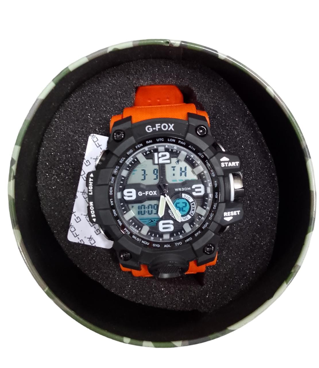 Reloj G-Fox Negro Con Correa Naranja